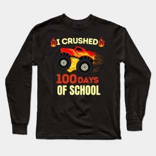 100 Days School Monster Truck Car Boys Long Sleeve T-Shirt